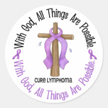 Hodgkin’s Lymphoma WITH GOD CROSS Round Sticker