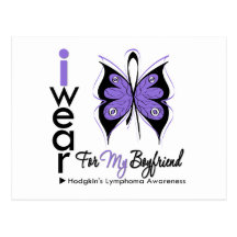 Hodgkins Lymphoma Butterfly Ribbon BOYFRIEND Postcards