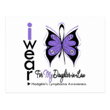 Hodgkins Lymphoma Butterfly Ribbon DAUGHTER in LAW Postcards