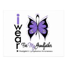 Hodgkins Lymphoma Butterfly Ribbon GRANDFATHER Postcards