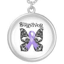 Hodgkin's Lymphoma Butterfly Ribbon Necklace