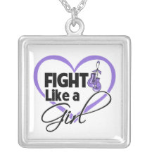 Hodgkins Lymphoma Fight Like a Girl Heart Personalized Necklace