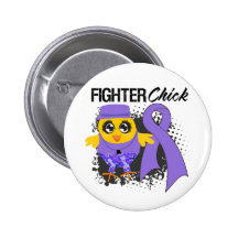 Hodgkin's Lymphoma Fighter Chick Grunge Pinback Buttons