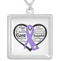 Hodgkin's Lymphoma Heart Ribbon Collage Necklace
