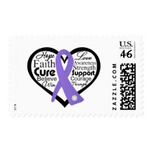 Hodgkin's Lymphoma Heart Ribbon Collage Postage