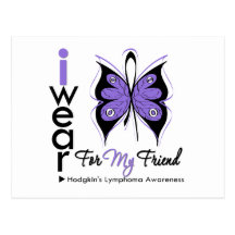 Hodgkins Lymphoma I Wear Butterfly Ribbon FRIEND Post Cards