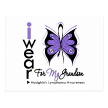 Hodgkins Lymphoma I Wear Butterfly Ribbon GRANDSON Postcard
