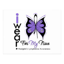 Hodgkins Lymphoma I Wear Butterfly Ribbon NIECE Post Card