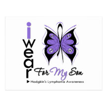 Hodgkins Lymphoma I Wear Butterfly Ribbon SON Postcard