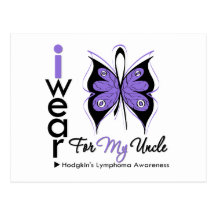Hodgkins Lymphoma I Wear Butterfly Ribbon UNCLE Postcards