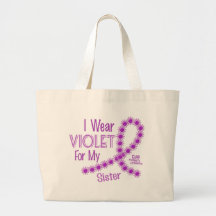 Hodgkins Lymphoma I Wear Violet For My Sister 26 Tote Bags
