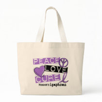 Hodgkin's Lymphoma PEACE LOVE CURE 1 bags by awarenessgifts Hodgkin's Lymphoma PEACE LOVE CURE 1 bags