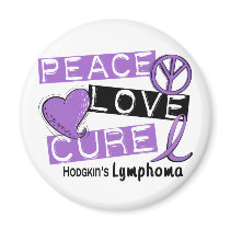 Hodgkin's Lymphoma PEACE LOVE CURE 1 magnets by awarenessgifts Hodgkin's Lymphoma PEACE LOVE CURE 1 magnets