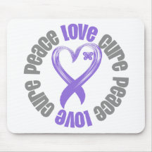 Hodgkins Lymphoma Peace Love Cure Ribbon Mousepads