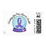Hodgkins Lymphoma Ribbon Merry Christmas Snowglobe Postage Stamps