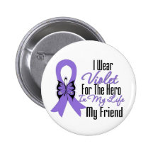 Hodgkins Lymphoma Ribbon My Hero My Friend Button