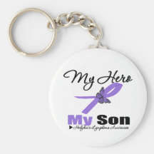 Hodgkins Lymphoma Ribbon My HERO My Son Keychain