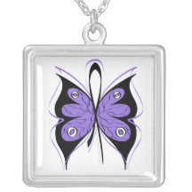 Hodgkin's Lymphoma Stylish Butterfly Ribbon Custom Necklace