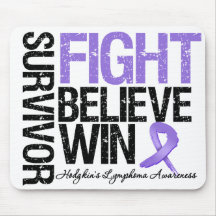 Hodgkins Lymphoma Survivor Fight Believe Win Motto Mouse Mat