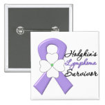 Hodgkin's Lymphoma Survivor Flower Ribbon buttons