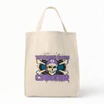 Hodgkin's Lymphoma Tougher Than Cancer Skull Tote Bags