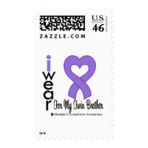 Hodgkins Lymphoma Violet Heart Support Twin Brothe Stamp