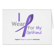 Hodgkin's Lymphoma Violet Ribbon For Girlfriend Greeting Cards