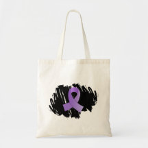 Hodgkin's Lymphoma Violet Ribbon With Scribble Canvas Bags