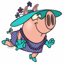 hog in a hat lady cute piggy cartoon photo sculptures