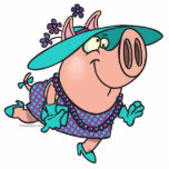 hog in a hat lady cute piggy cartoon photo sculptures
