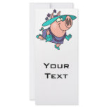 hog in a hat lady cute piggy cartoon customized rack card
