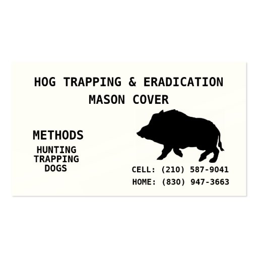 HOG TRAPPING & ERADICATION BUSINESS CARD TEMPLATE