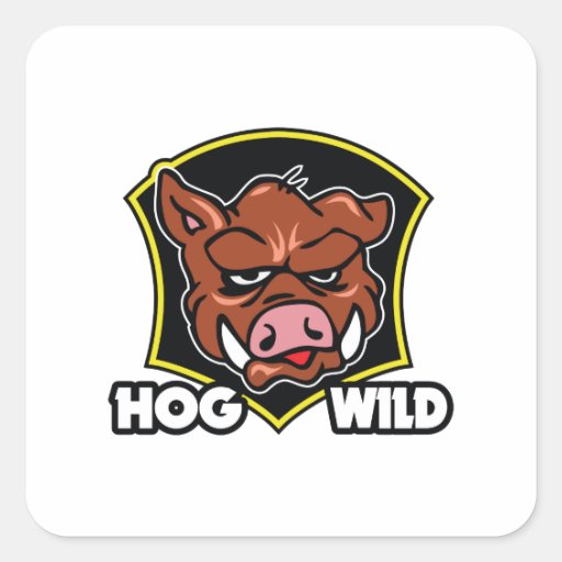 HOG WILD SQUARE STICKER Zazzle