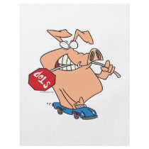 hogging the road pig cartoon flyer design