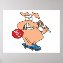 hogging the road pig cartoon poster