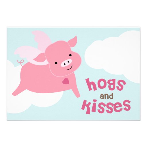 Hogs and Kisses Valentines Custom Invites (front side)