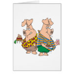 hogs pig out pigs funny cartoon card