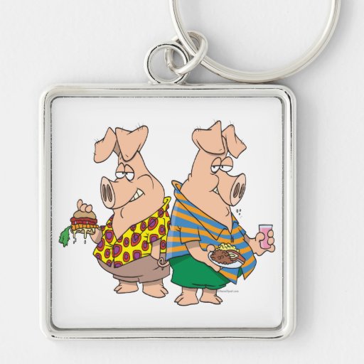 hogs pig out pigs funny cartoon keychains