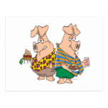 hogs pig out pigs funny cartoon post cards
