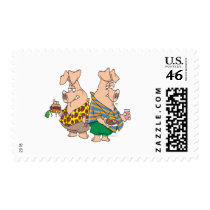 hogs pig out pigs funny cartoon postage stamps