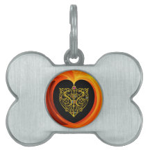 HOJA DE ORO, amarillo anaranjado negro Placas De Mascota