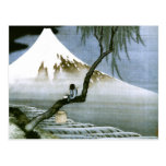 Hokusai Boy and Mt.Fuji Vintage Japanese Postcard