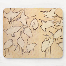 Hokusai Cranes Mouse Pad