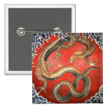 Hokusai Dragon 葛飾北斎 Pinback Button