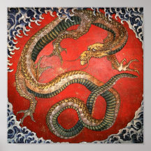 Hokusai Dragon 葛飾北斎 Poster