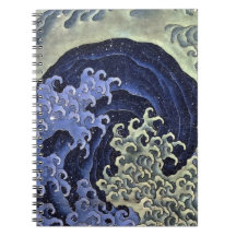 Hokusai Feminine Wave Spiral Notebooks