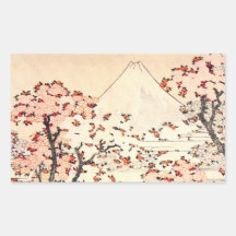 Hokusai Mount Fuji Cherry Blossoms Stickers