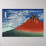 Hokusai South Wind Clear Sky Red Fuji Poster