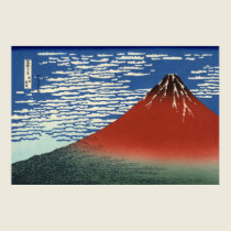 Hokusai's Red Fuji Poster posters