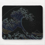 Hokusai's wave dark mouse pad